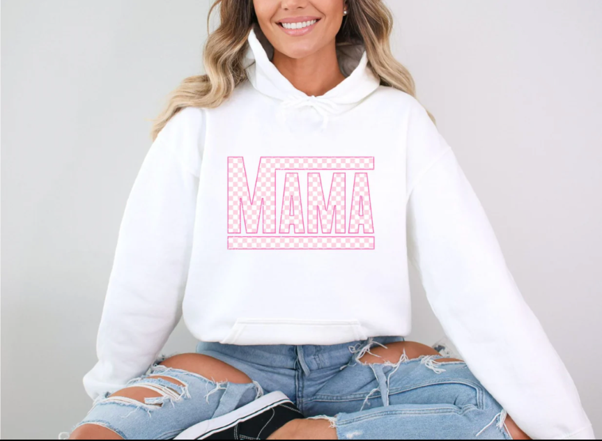 Pink Checkered Mama-Glitter