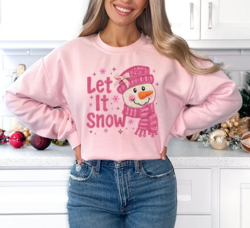 Let It Snow Pink Snowman