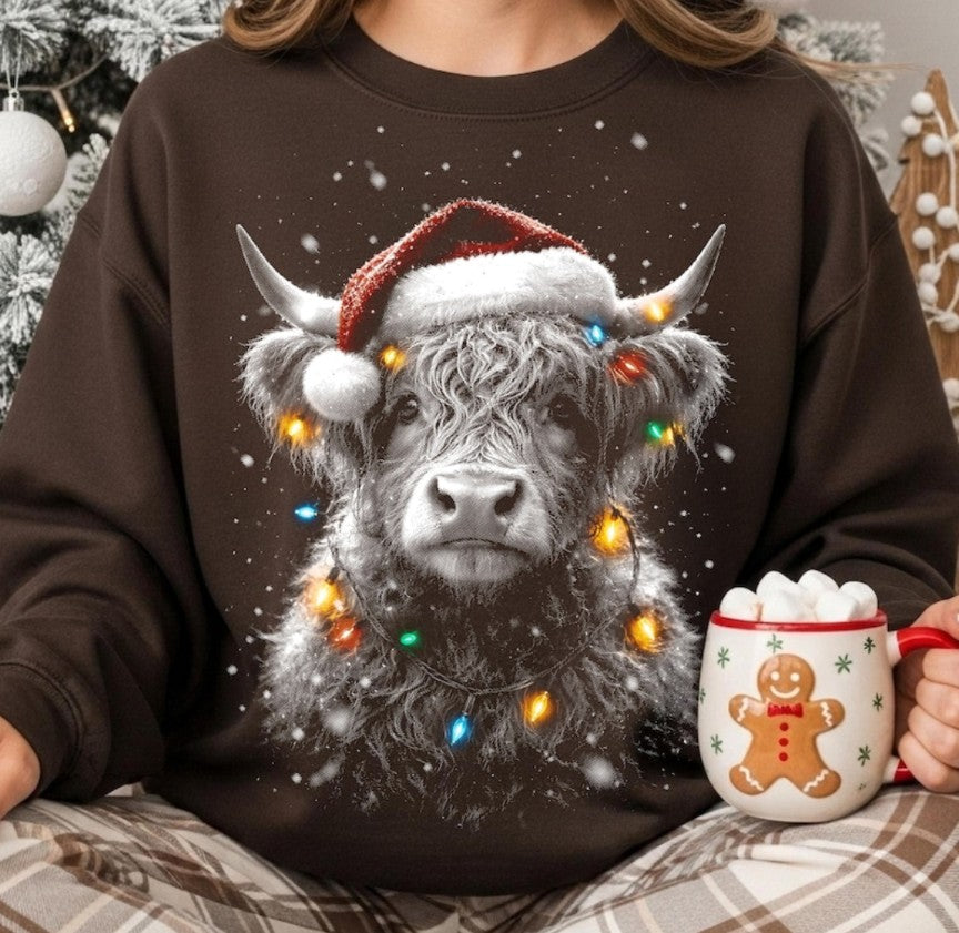 Christmas Lights Cow Halftone