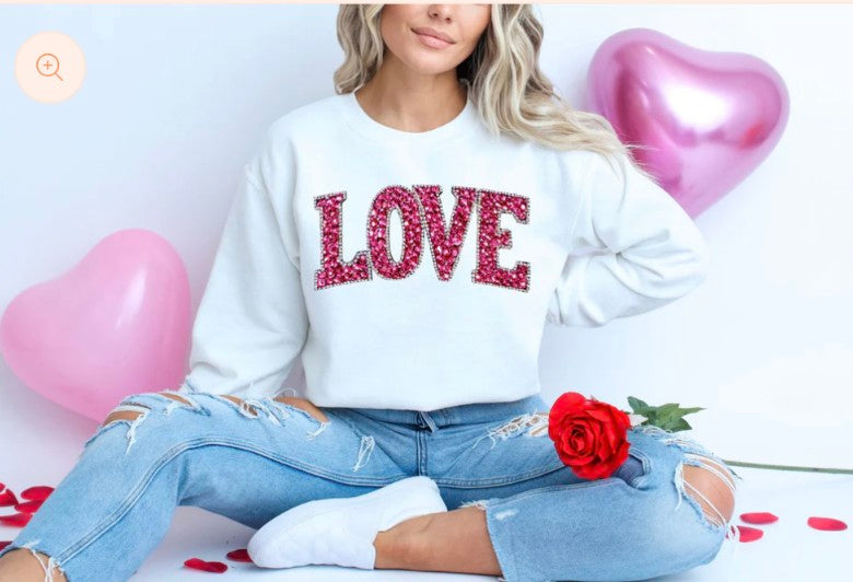 Faux Rhinestone Love