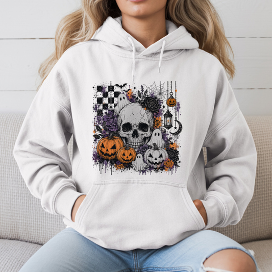 Checker Skull with Ghosts