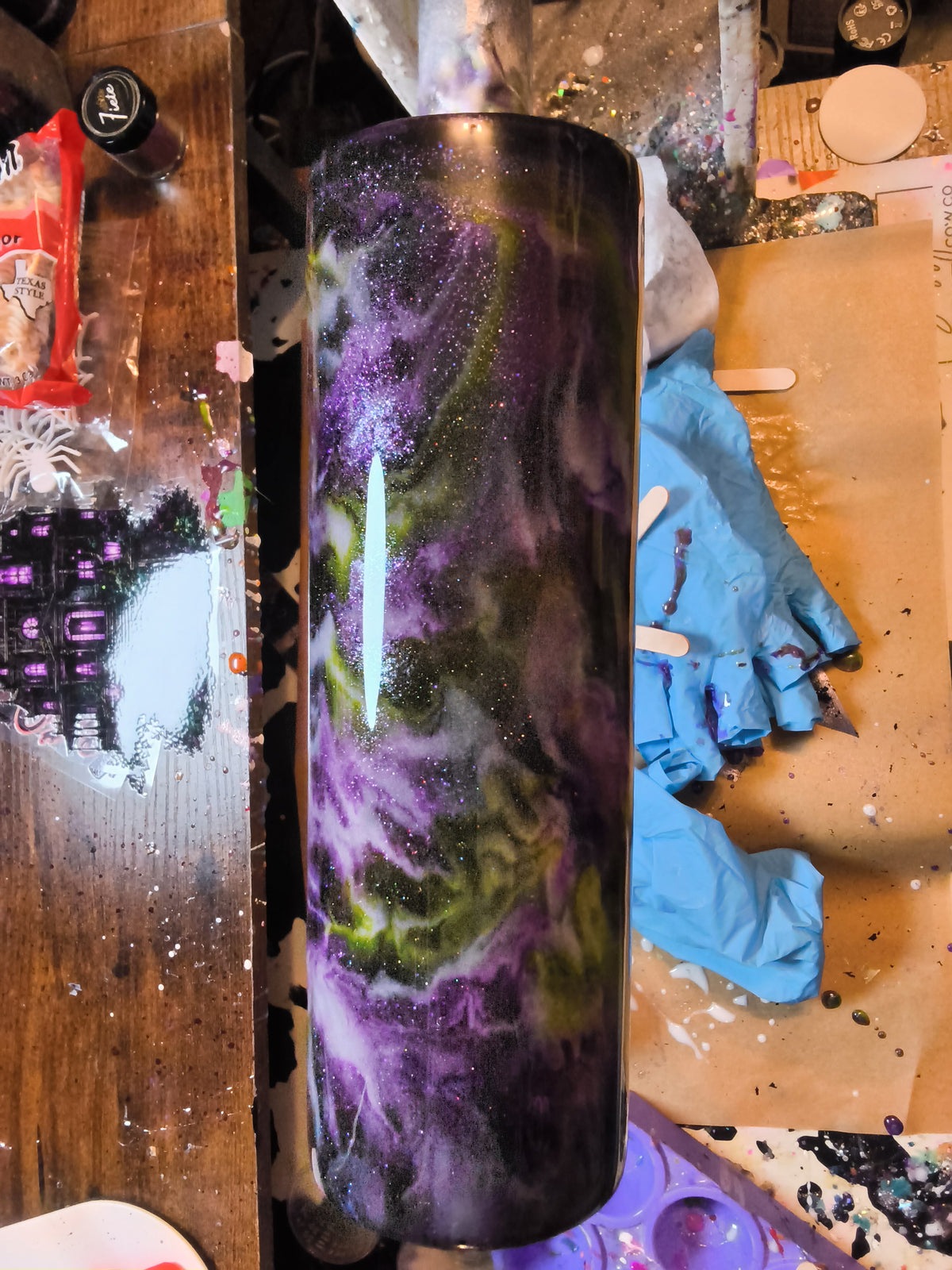30oz Duo Puple / Lime ink swirl