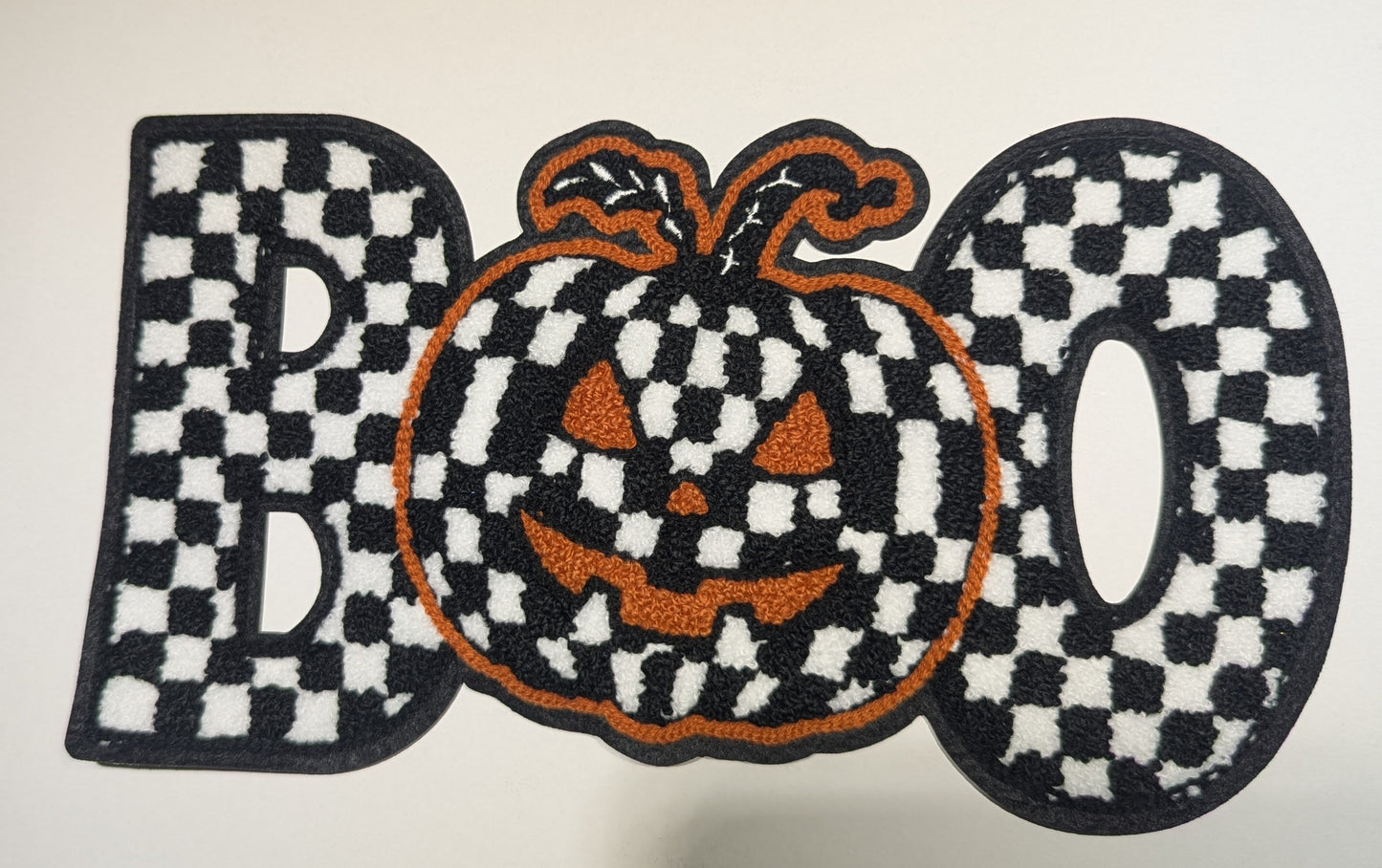 Checkered Boo- Chenille Patch