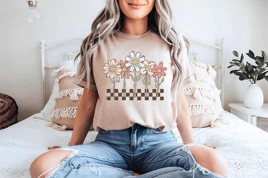 Spring flowers with Checkers  (Glitter)