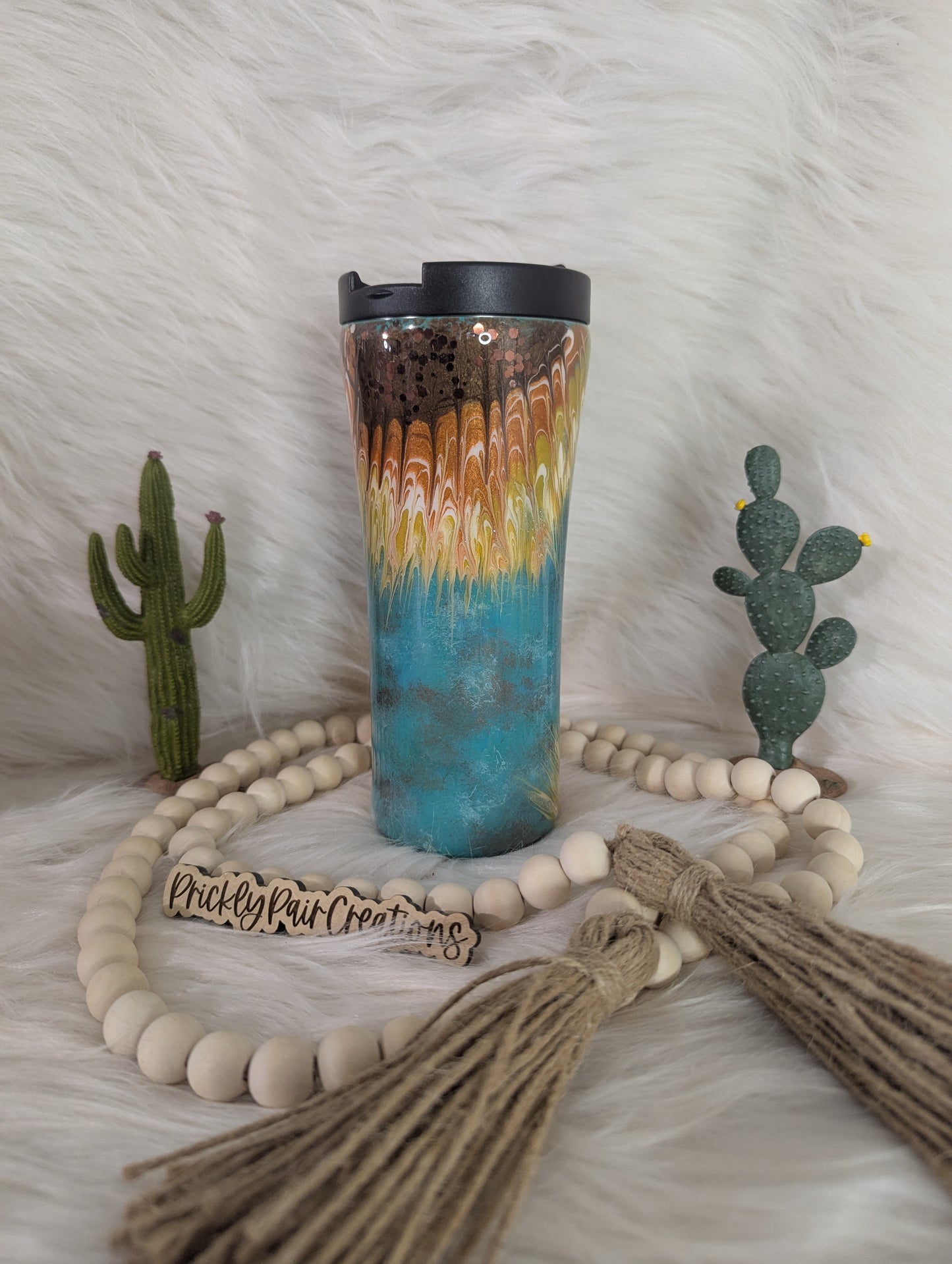 #11 16oz Travel Mug- Patina Sunflower