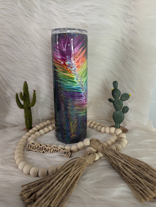 #7 30oz Skinny- Neon Feather