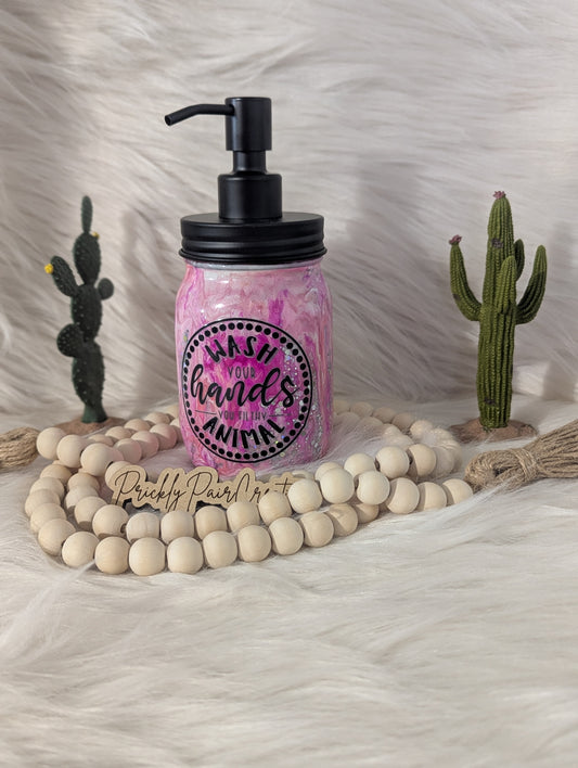 12oz Mason Jar Soap Dispenser- Pink