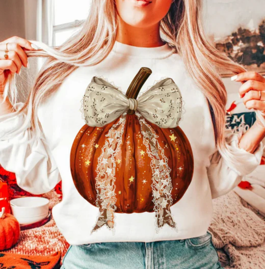 White Bow Pumpkin