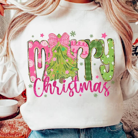Merry Christmas Pink and Green