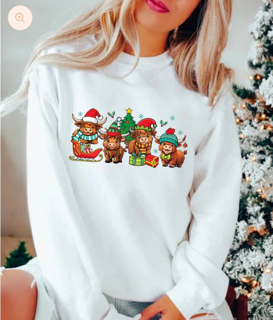 Highland Cow Christmas Quad