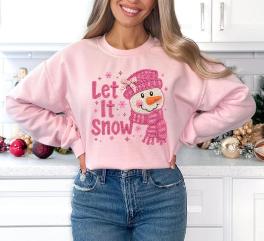 Let It Snow Pink Snowman