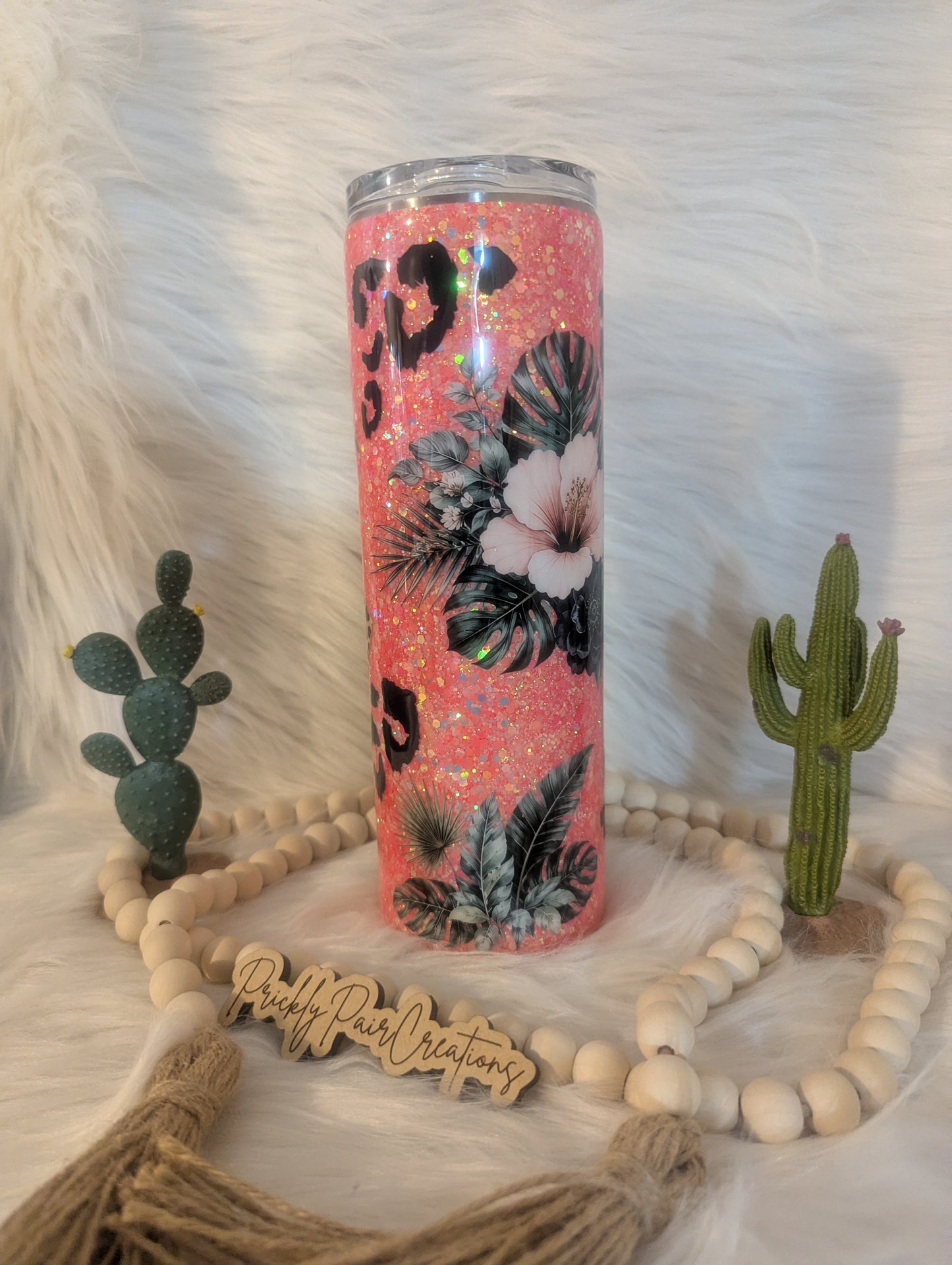 #14 30oz Skinny- Leopard Hibiscus