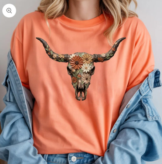 Floral Bull Skull