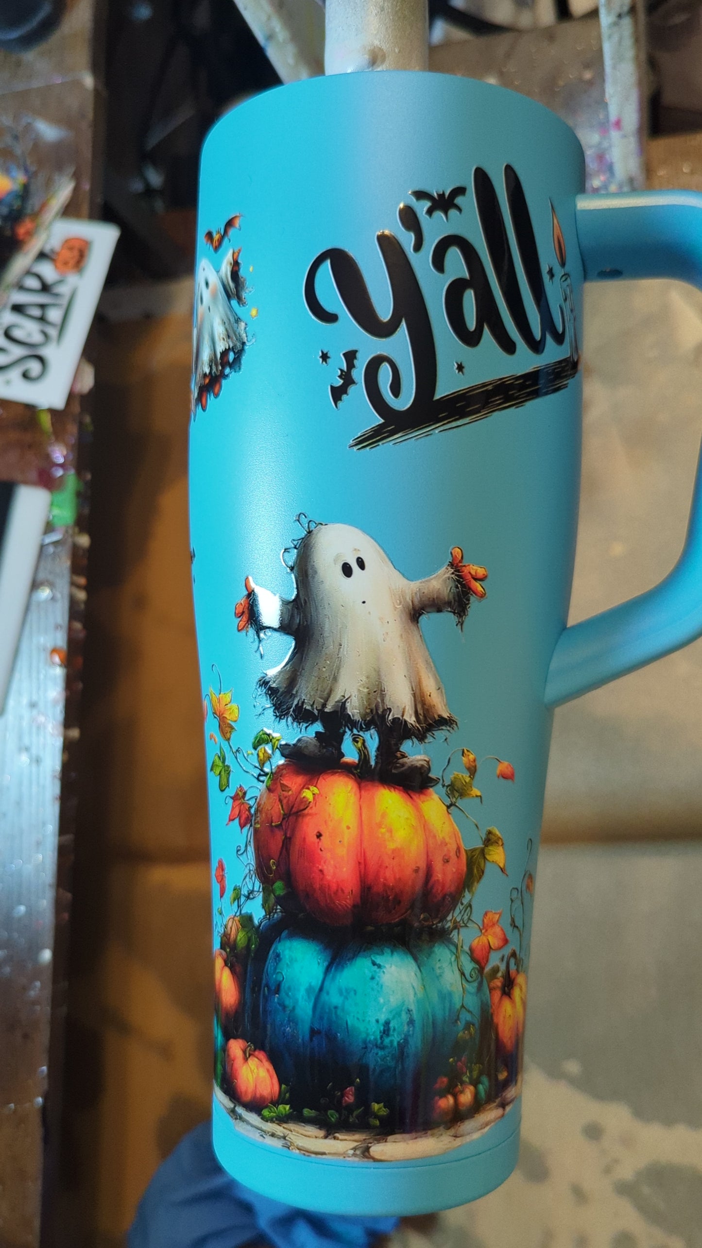 40oz Ice Shaker- Boo Y'all Ghosties