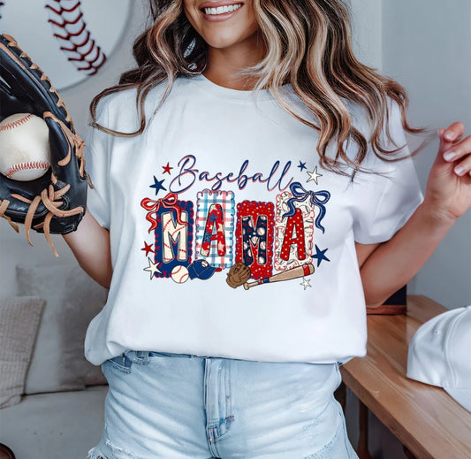 Red white and Blue Baseball Mama