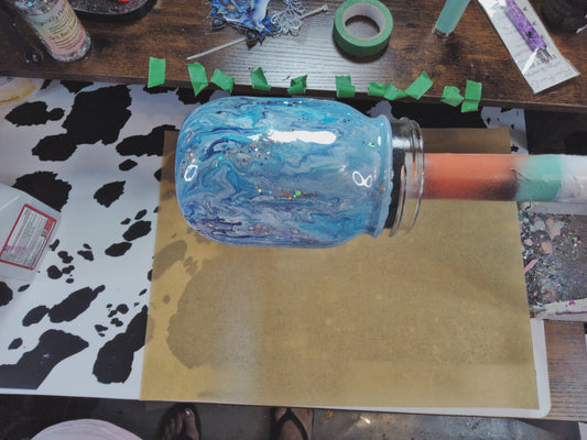 12oz Mason Jar Soap Dispenser- blue