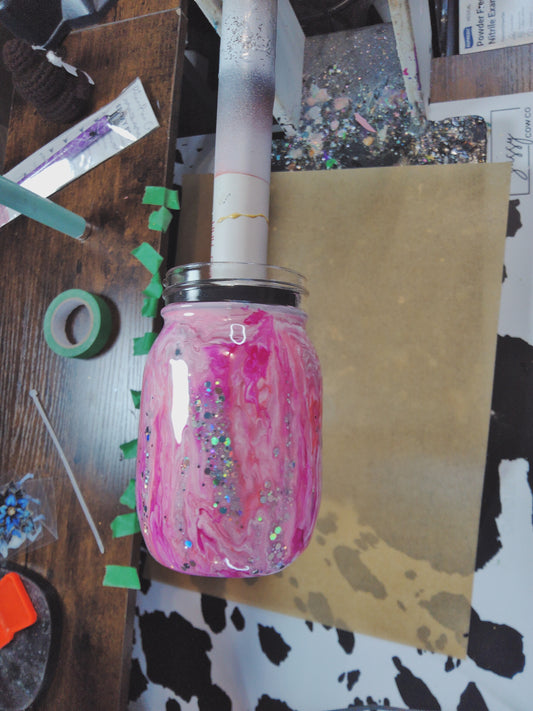 12oz Mason Jar Soap Dispenser- Pink
