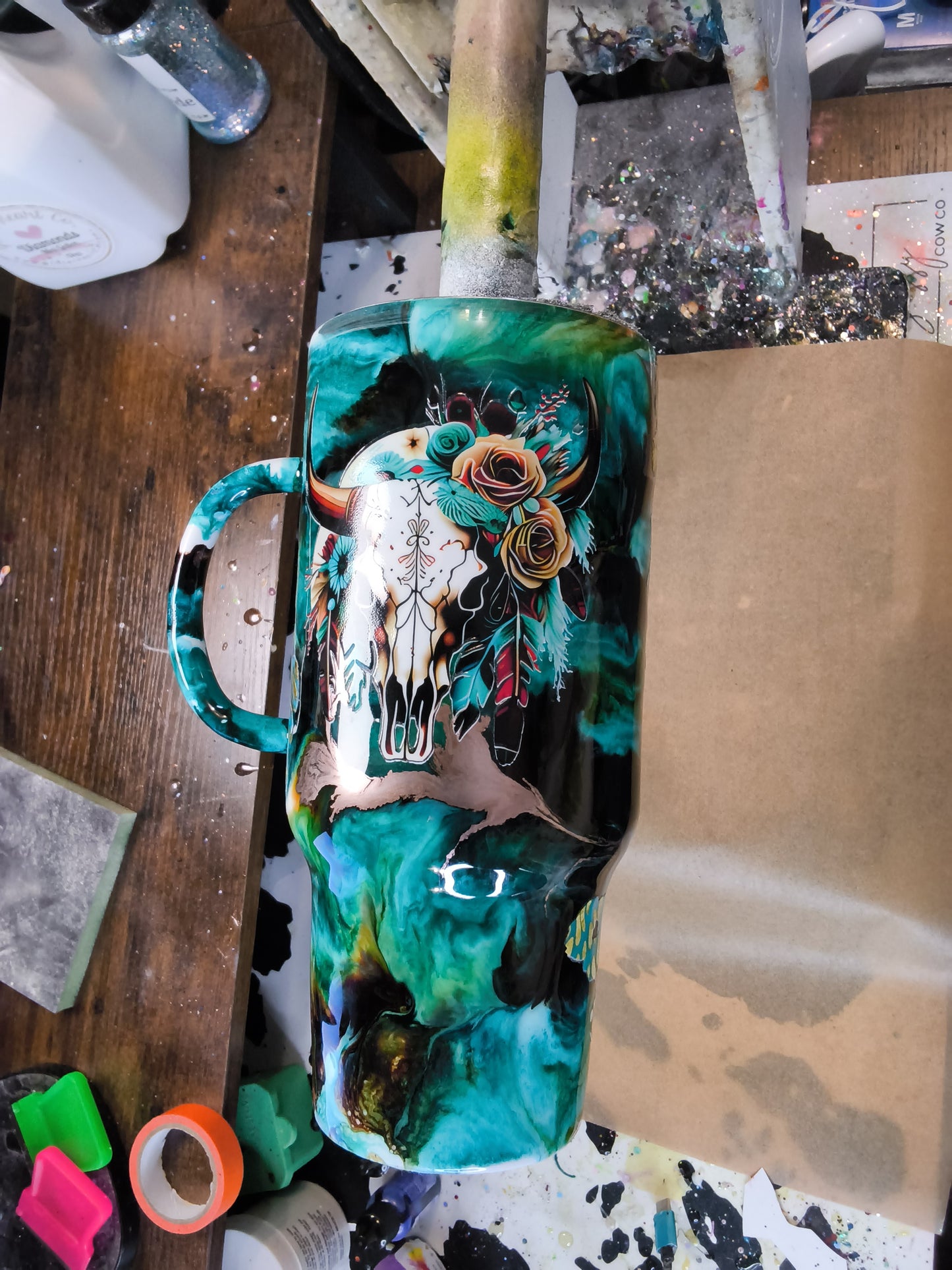 32 oz Travel Mug - western w/shaker